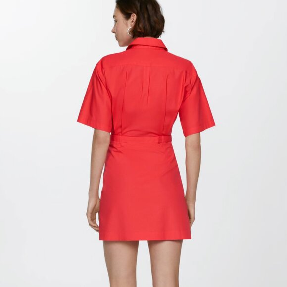 Mango Belted Red Collared Shirt Dress - Picture 8 of 8